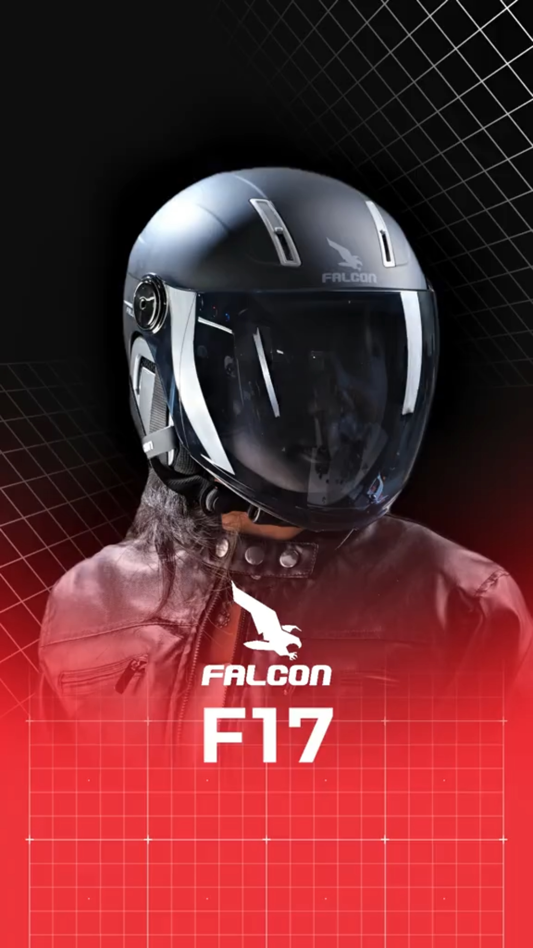 Nón bảo hiểm Falcon F17 kính dài đen khói