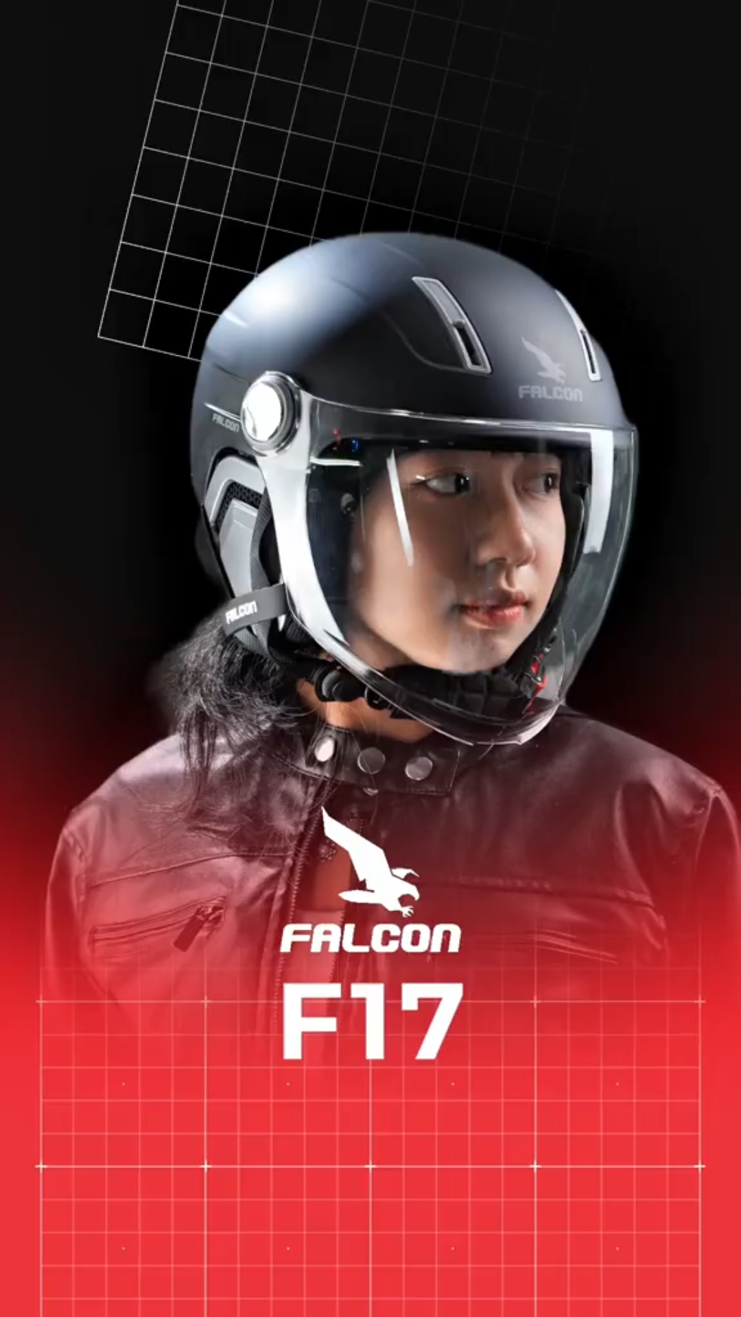 Nón bảo hiểm Falcon F17 kính dài đổi màu