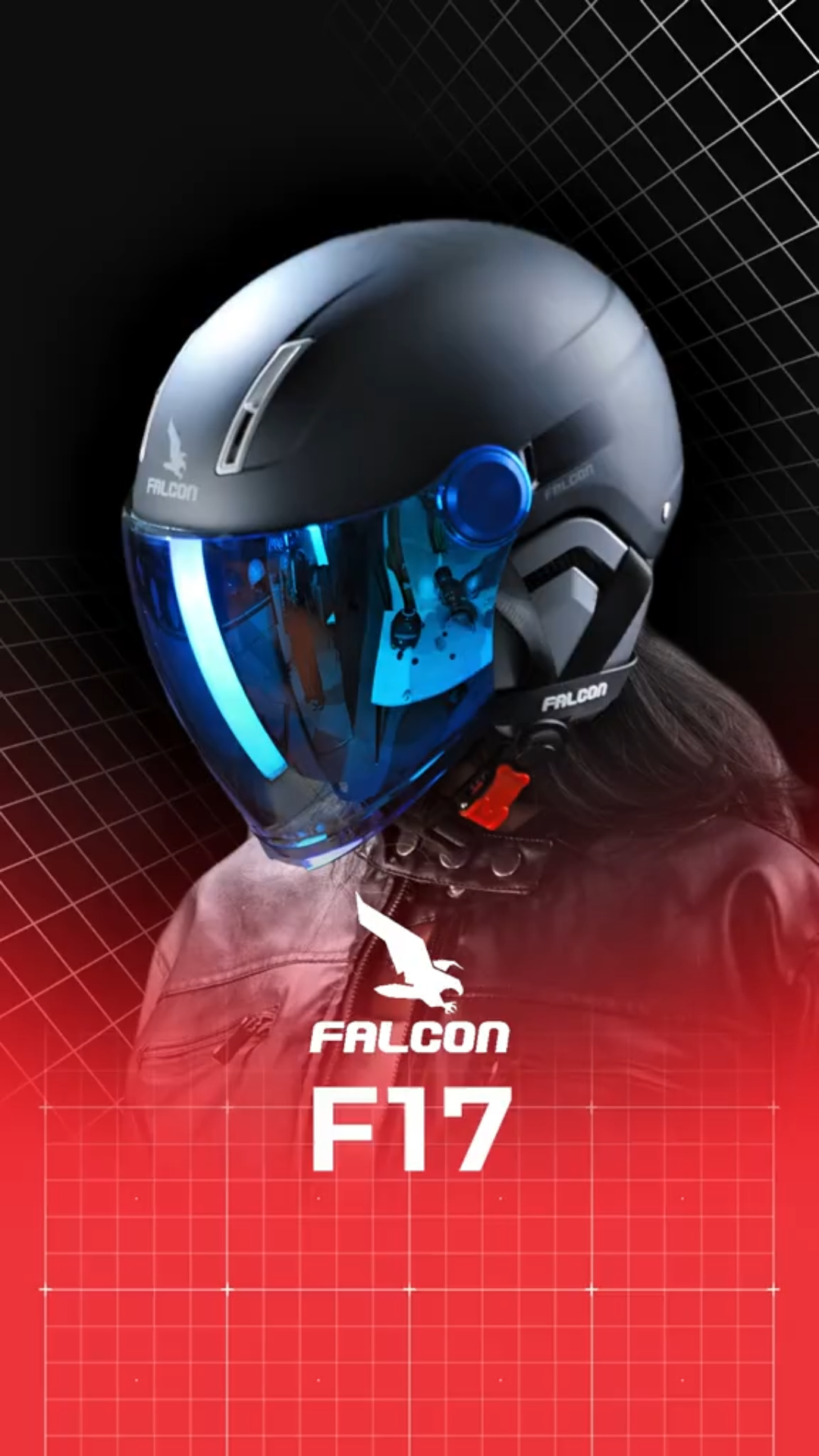 Nón bảo hiểm Falcon F17 kính dài revo xanh