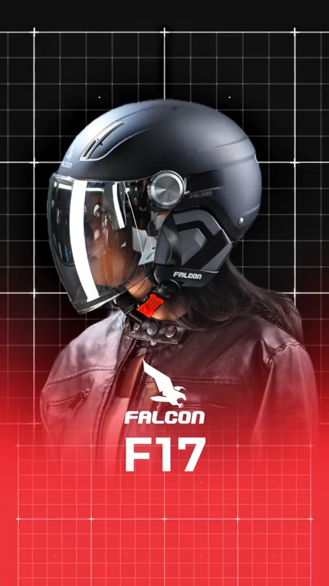 Nón bảo hiểm Falcon F17 kính dài tráng gương