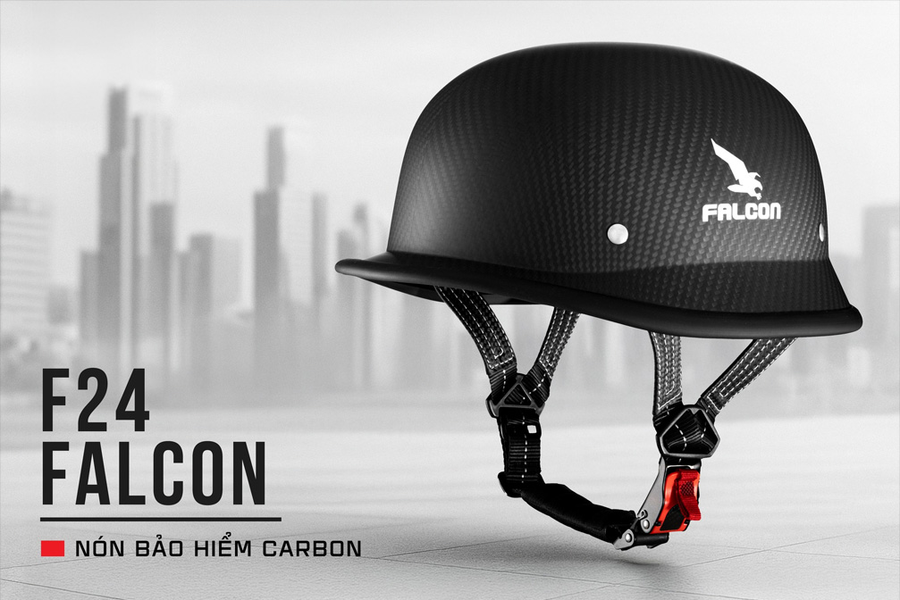 Nón bảo hiểm carbon nửa đầu Falcon F24