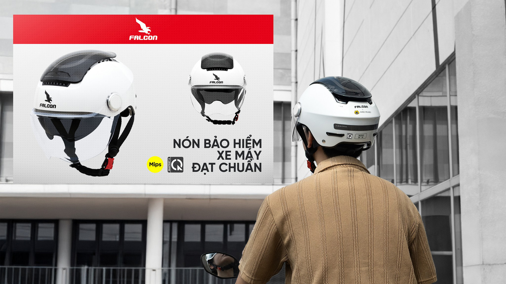 mũ bảo hiểm có kính Falcon Bee đạt chuẩn xe máy