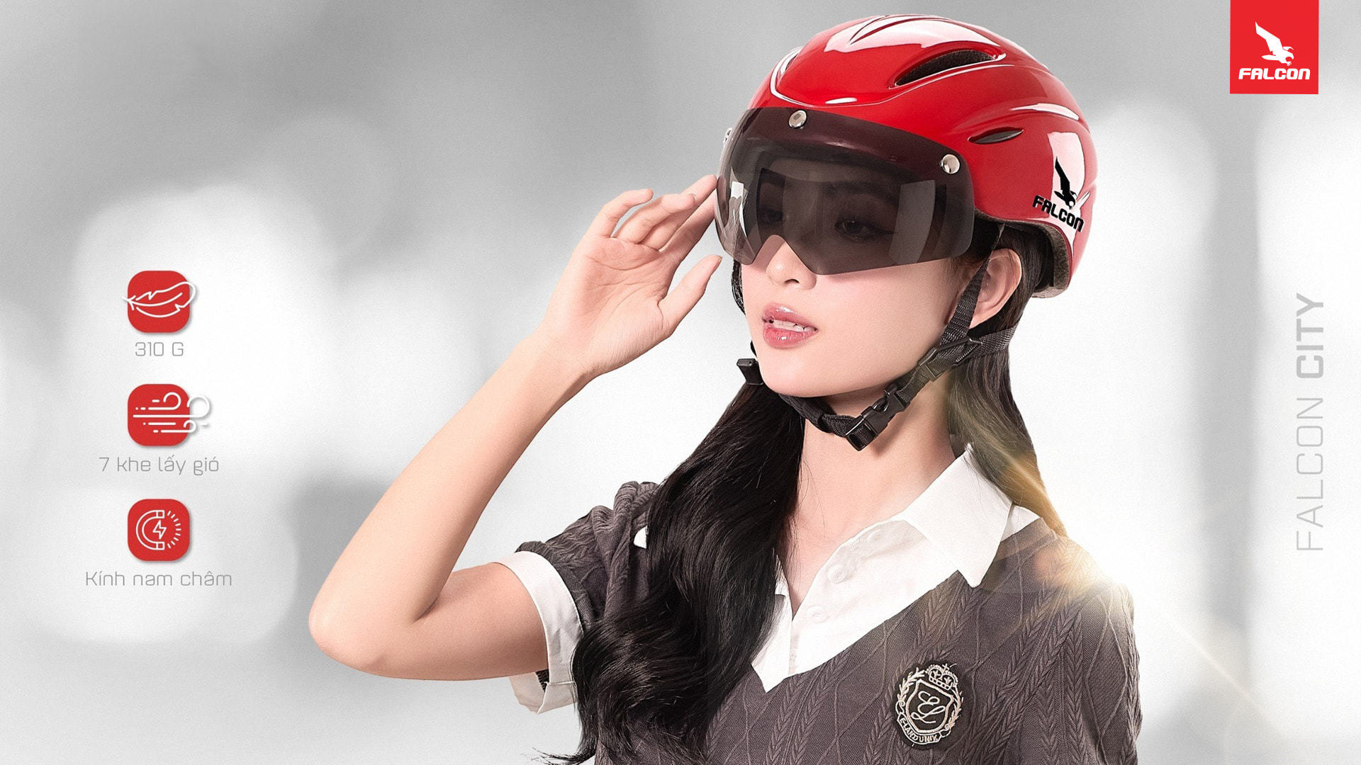 mũ bảo hiểm có kính Falcon City